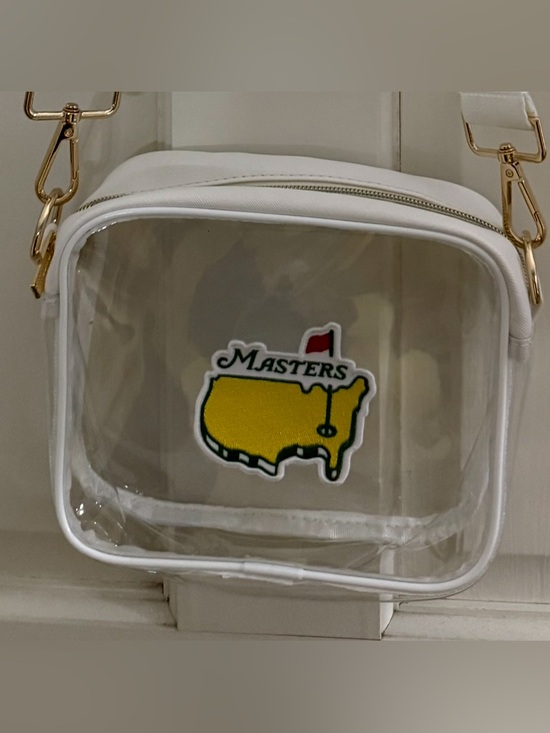 Handmade Handbags - Handmade Clear PVC Crossbody Bag with White Trim and Masters Patch